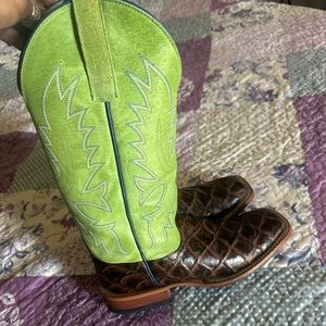 HORSE POWER MEN'S FILET OF FISH PRINT WESTERN BOOTS - SQUARE TOE